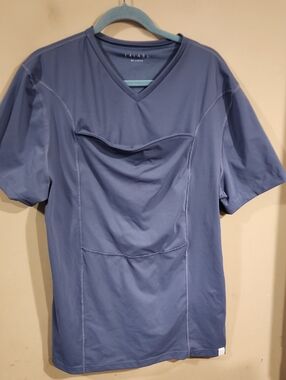 LALABU V-Neck Pullover Top in Dusty Blue Baby Carrying